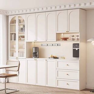 钉制法式餐边柜一体靠墙到顶储物柜现代简约客厅茶水柜收纳酒柜