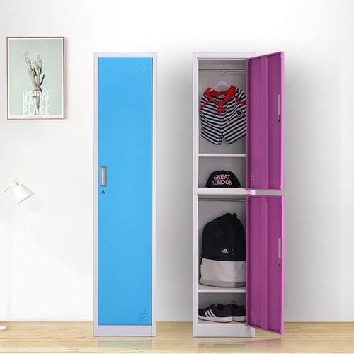 皮彩色单门更衣柜铁员衣工储DMCSYG01物柜带夹锁家用缝竖门收纳柜