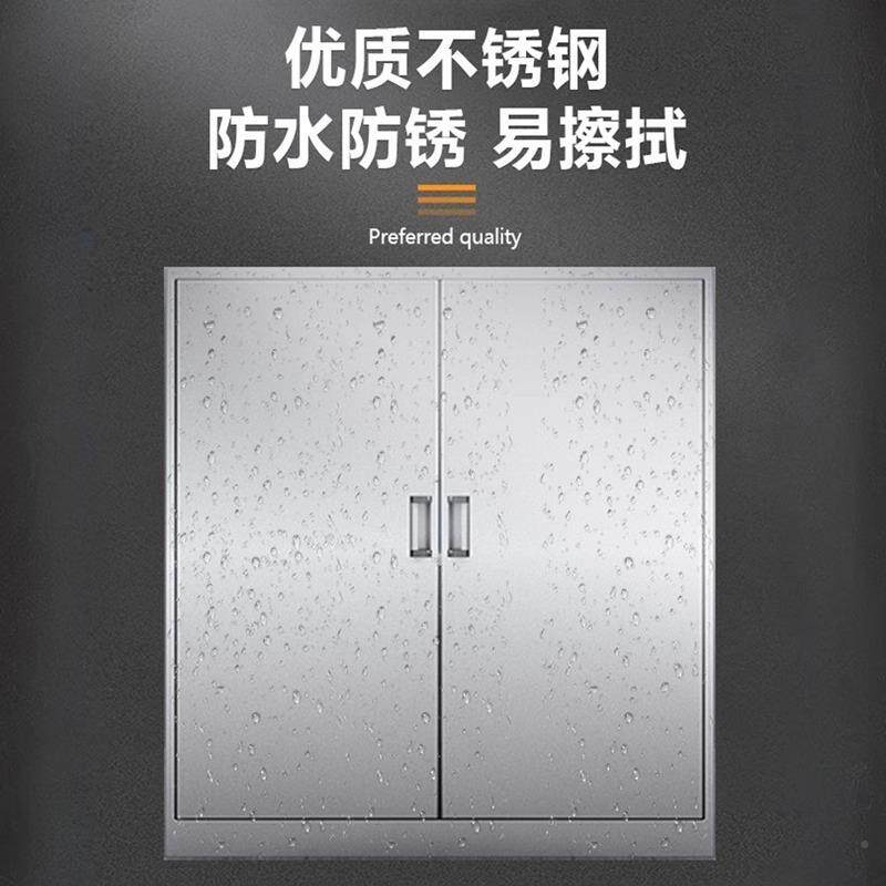 304不锈钢柜件子物柜矮柜WCG户开外文资料收纳抽屉储带锁双门工具