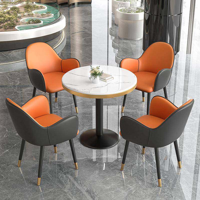 岩板4S店待桌椅组合简约现代NFD网红洽谈圆桌椅奢轻阳台会小客接
