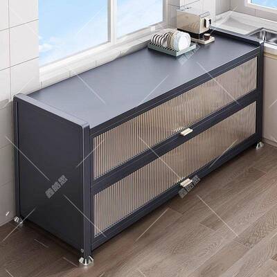 厨房物架落地层多收纳碗柜多炉功能微波橱柜置餐XH100436边储物柜