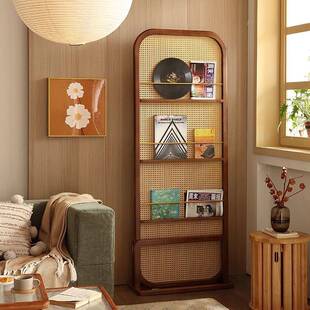 中式复古杂志架隔断屏风沙发边客厅入户遮挡正对门玄关可移动藤编