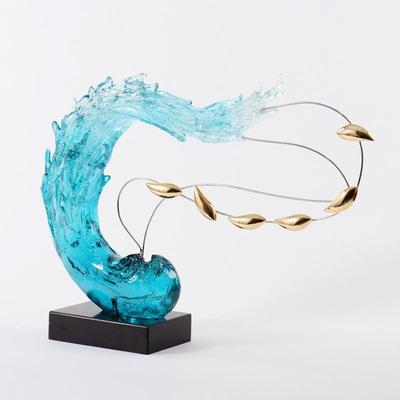 现代轻奢游STS-DS-8鱼花浪透明雕塑客厅玄关走廊样房新艺中式术品