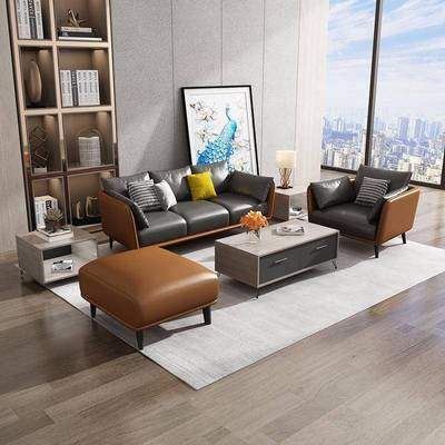 办公沙发简505约现代客区洽谈茶公双人接待商务办室沙发会几组合