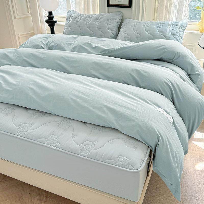 棉WKX厚夹棉床笠四件通套水洗加棉四季用被套棉床单床垫罩,床上用品,婚庆床品套件,淘宝优惠券,粉丝福利购,淘宝优惠卷