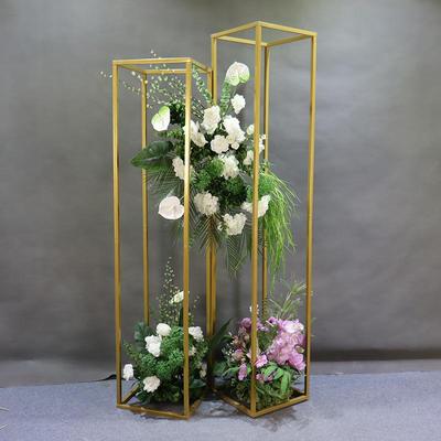 庆婚道路铁艺几何引气球拱架金色方框花柱婚礼布置CGX装饰具摆件