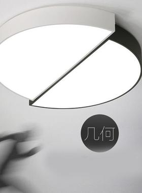 约l简ed吸顶卧房室黑灯白色组合主卧室灯温馨艺ZCP术书现代客房灯