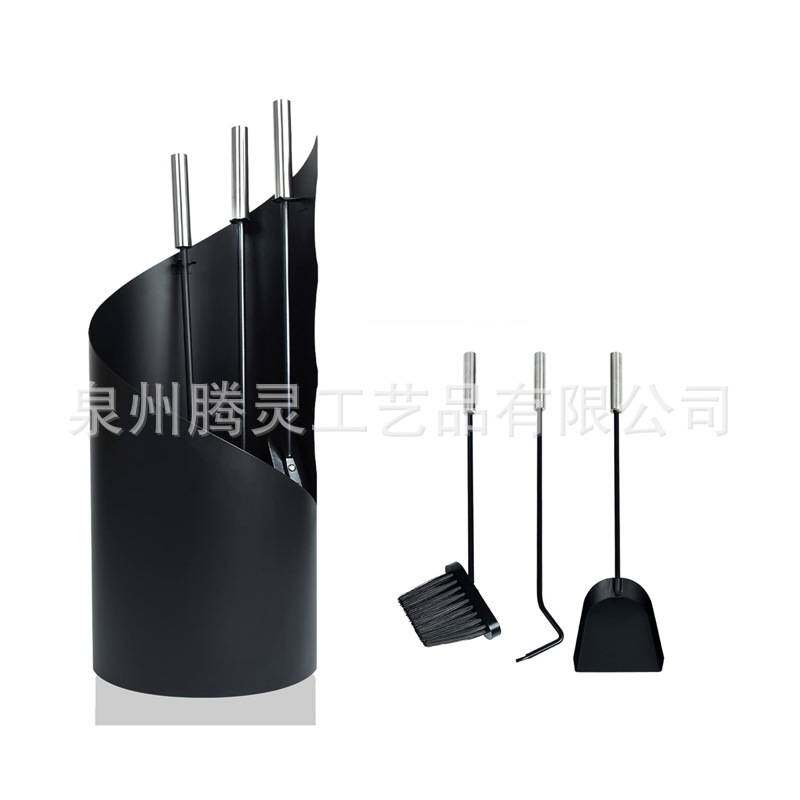 跨境欧式铁艺壁炉工具火炉工具架烤火炉三件套刷子铲子钩子套装