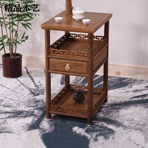 红木小茶几鸡翅木茶桌简约中式实木茶台沙发边几角几小方几方桌子