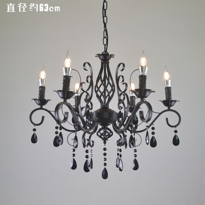 法式水晶客厅吊灯田园风黑色蜡烛灯2023年新款个性铁艺卧室餐厅灯