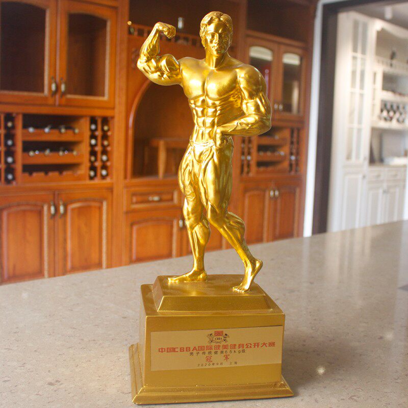 创意人物摆件健美健身小金人雕塑客厅家居装饰工艺品刻字赛事奖杯