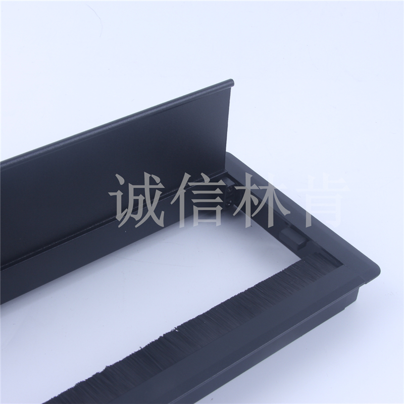 铝合金缓冲翻板线盖会议桌办公桌毛刷走线盒桌面走线盖防尘过线盒