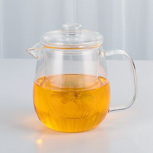 企鹅壶手工耐热玻璃三件花茶壶过滤内胆玻璃壶公道杯泡茶壶600ml