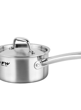 BFW奶锅 30不锈钢单柄1cm加厚底三层复合钢一体成型小汤煲汤锅