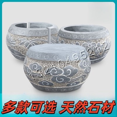 石雕天然柱墩石花架底座家用柱基石旧石器古建筑柱脚石头装饰摆件