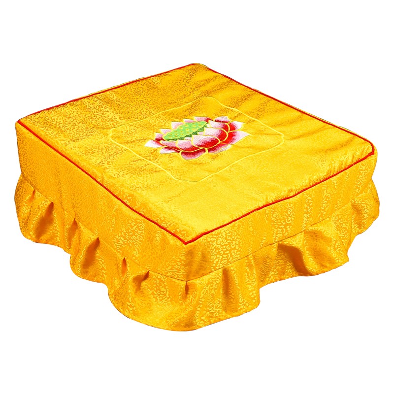 莲花拜垫家用拜凳绸缎实木礼佛跪垫磕头禅修蒲团打坐垫子