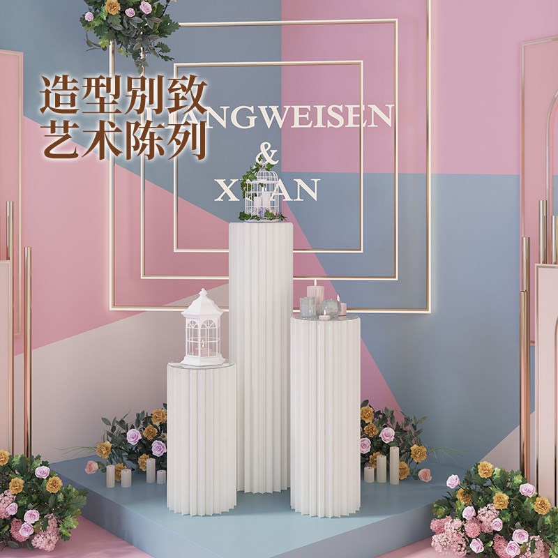 展台展示架多层陈列架折叠中岛展会展台办公家用创意设计圆柱台面