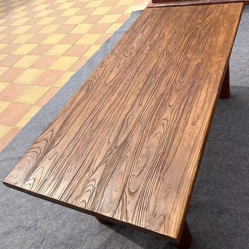宿老榆木子实木餐桌666复古桌茶桌约长条桌办公书简桌原木吧台民