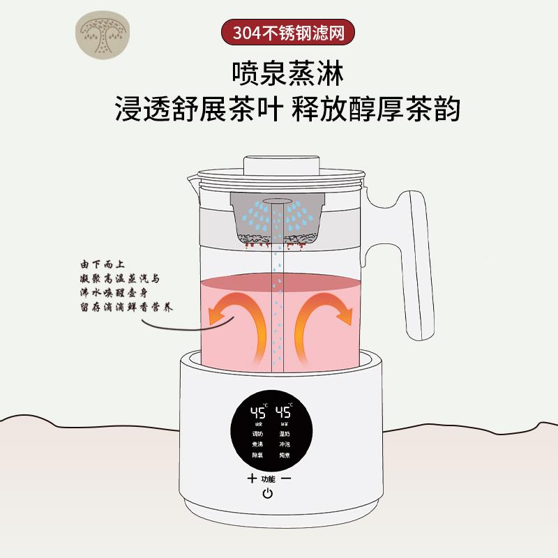 荣事达煮茶器家用汽喷淋式生电蒸茶炉全自动养煮茶机泡茶TCE08壶