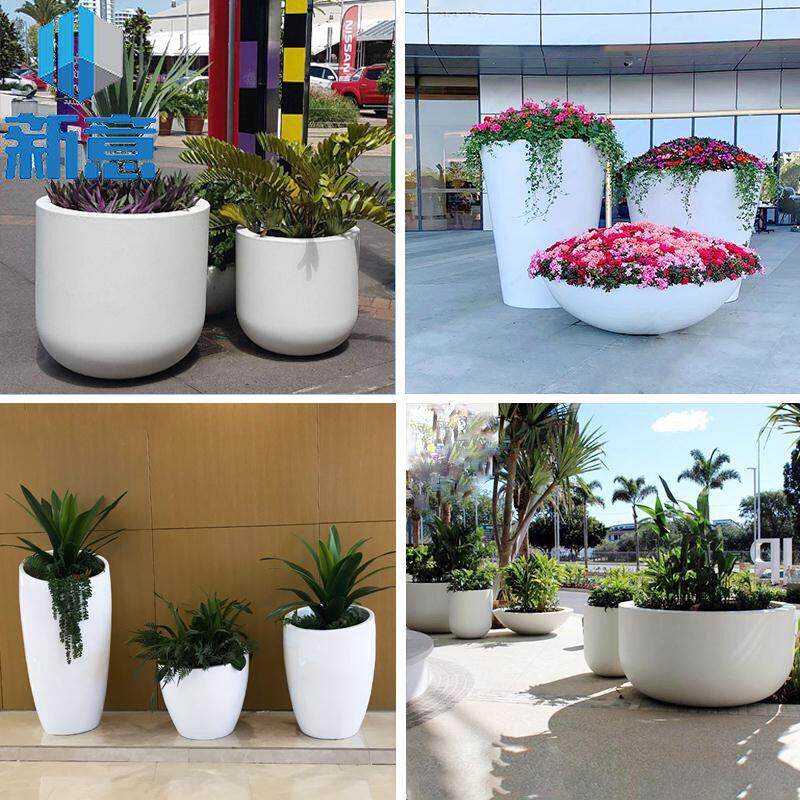 玻璃纤维树脂花盆商场简约花器步行街花槽市政中心花箱户外阳台花