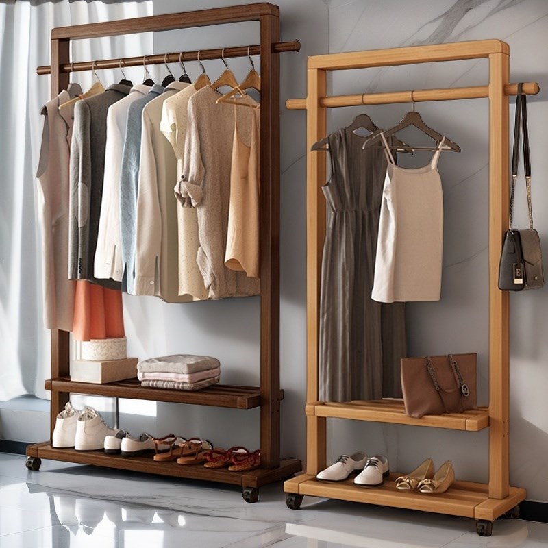 【热销中】衣帽架落地卧室衣服架可移动挂衣架可移动多功能入户门