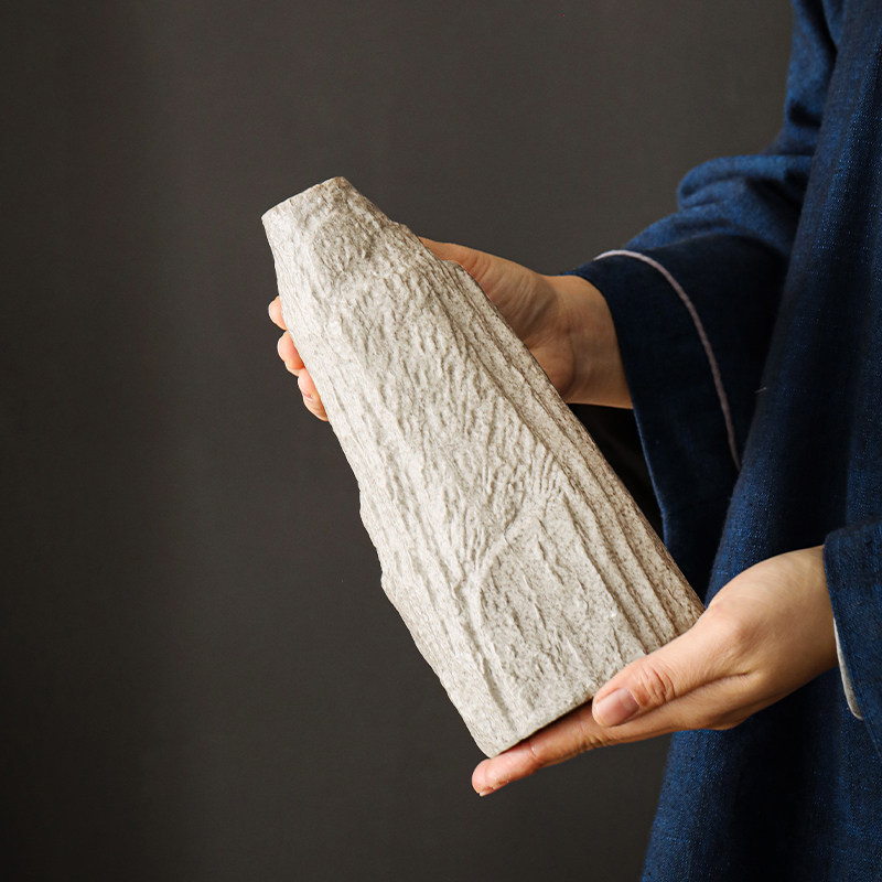 粗陶花瓶新中式仿石头陶瓷禅意花器桌面摆件电视柜家居复古乾燥花,家居饰品,花瓶,淘宝优惠券,粉丝福利购,淘宝优惠卷