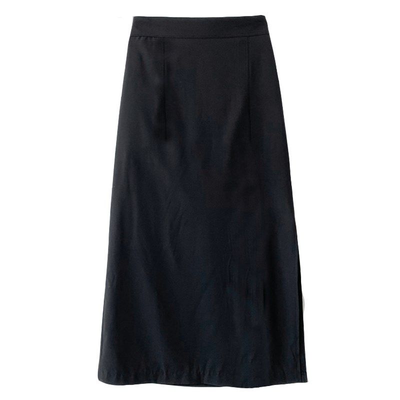 春夏西装面料两边开叉直筒包臀宽松铅笔中长款半身长裙子女装大码