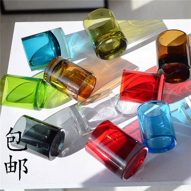 尾货彩色清新圆柱形小号玻璃花瓶办公蜡杯笔筒储物罐百搭多肉花器