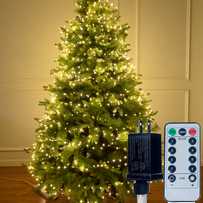 遥控韩国圣诞树灯串鞭炮灯圣诞节装饰隐藏绿线铜线灯加密1200头