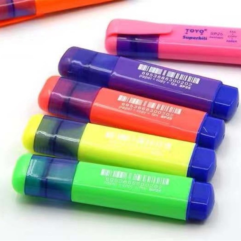 东洋sp25荧光标记笔勾重点 学生办公用大号彩色记号笔七色10支装