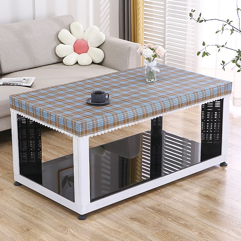 新款家用盖布长方形烤火罩PU皮防烫茶几桌布电暖炉罩套防尘电炉罩