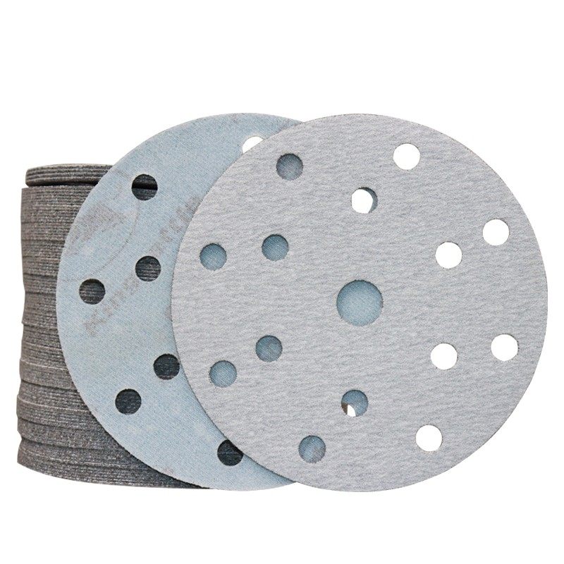 金牛6寸植绒白砂150mm6孔9孔15孔圆盘砂皮家具腻子粉干磨自粘砂纸