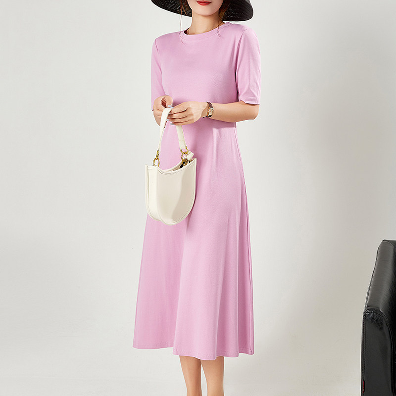 2021年女夏季面料王精品t恤连衣裙内搭长款过膝白色短袖纯棉长裙,女装/女士精品,连衣裙,淘宝优惠券,粉丝福利购,淘宝优惠卷