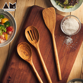 曼食慢语 橄榄木厨具锅铲汤勺漏勺炒菜铲子木铲耐高温不粘锅专用