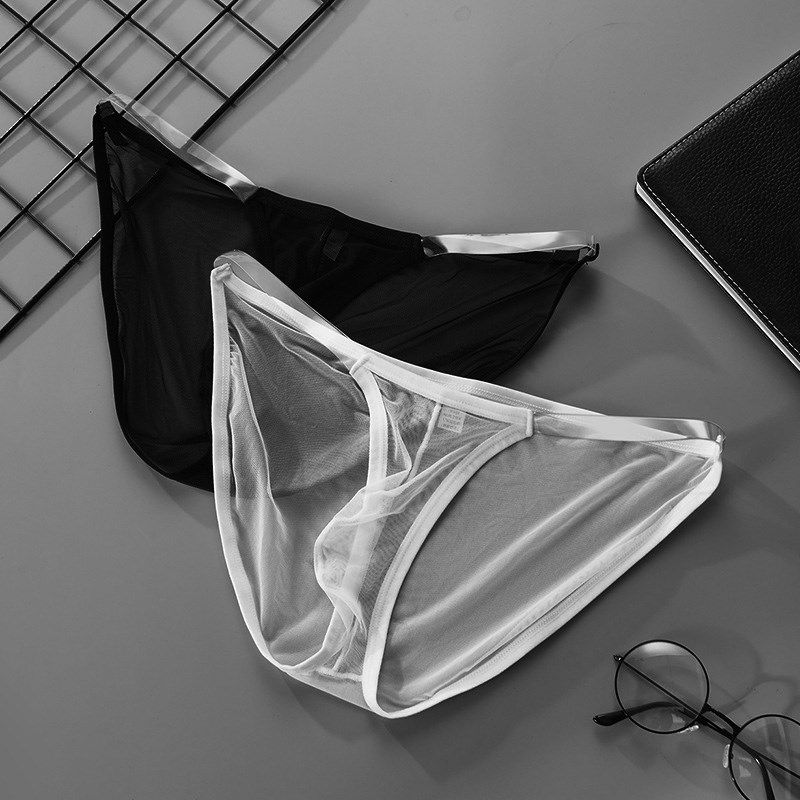 性感内裤走光男网纱蕾丝透明三角裤超薄低腰裤衩夏天透气无痕单层