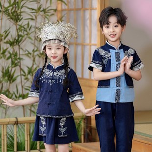 三月三民族服装儿童贵州苗族男女童土家族舞蹈演出服套装广西壮族