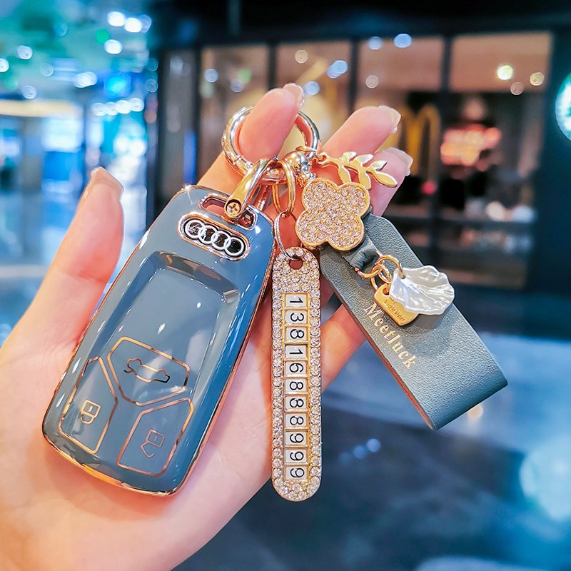 奥迪钥匙套女士新A4L a6 A5 Q7 Q5L A7 A8L RS4保护壳车钥匙包扣