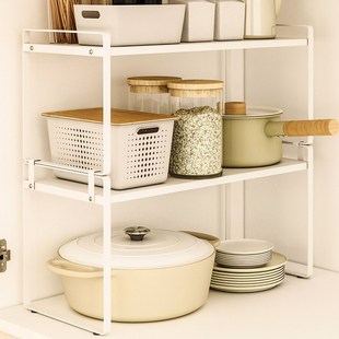 厨房台面橱柜分层内阁置物架桌面收纳隔板水槽储物调味料盘子锅架