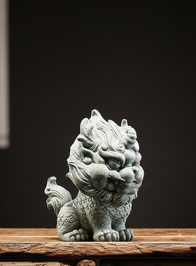 创意石狮子摆件一对国潮喜庆招财鱼缸造景新中式家居客厅桌面装饰