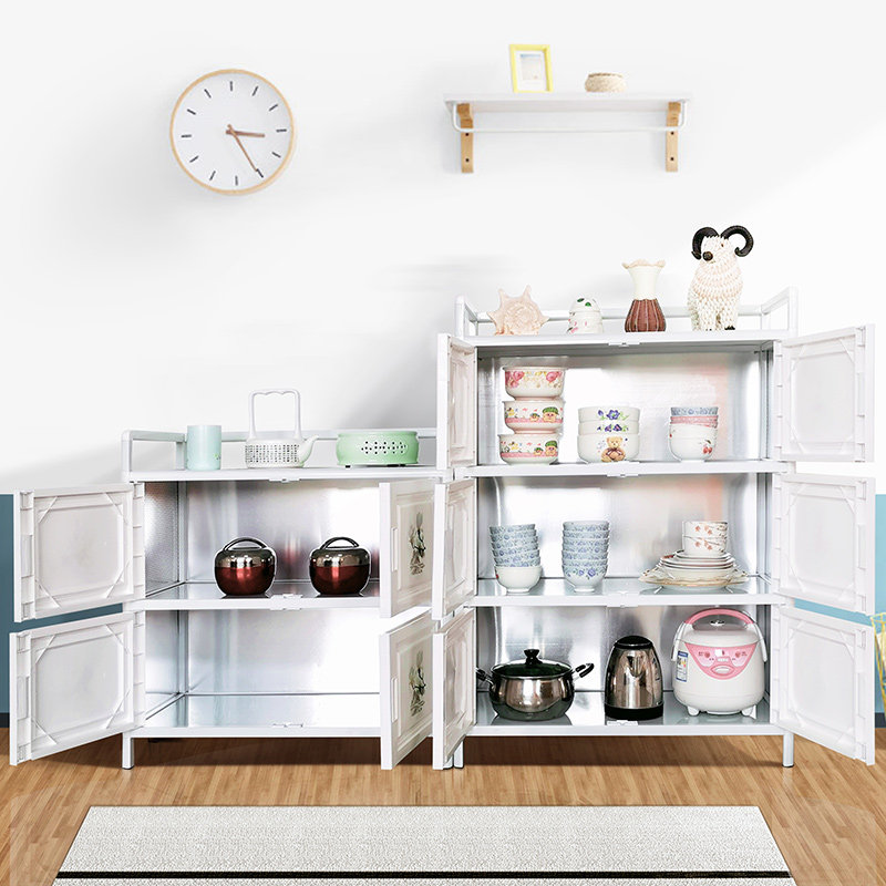 铝合金简易橱柜灶台家用碗柜钢化玻璃置物柜收纳柜储物柜组装厨柜,住宅家具,餐边柜,淘宝优惠券,粉丝福利购,淘宝优惠卷