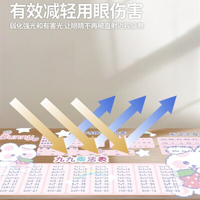 小学生数学公式学习书桌垫写字台专用pvc九九乘法口诀表拼音桌布