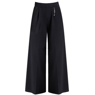 子老人裤 中老年春秋外穿宽腿裤 女宽松婆婆 春季 中年妈妈九分阔腿裤