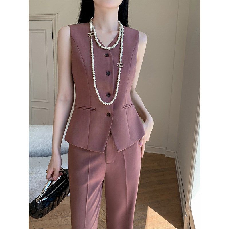 休闲马甲西装套装女三件套阔腿裤高级感小个子职业正装西服外套秋