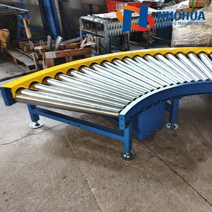 90度双链轮滚筒输送机电动链条锥辊滚筒环形转弯机生产线拐弯