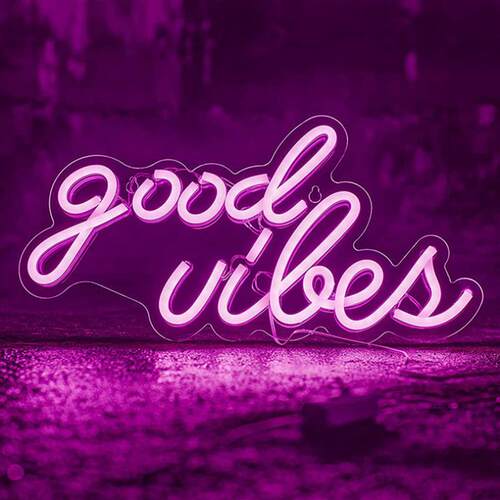 亚克力背板霓虹灯GOOD VIBES led霓虹灯透明霓虹灯墙挂式小夜灯