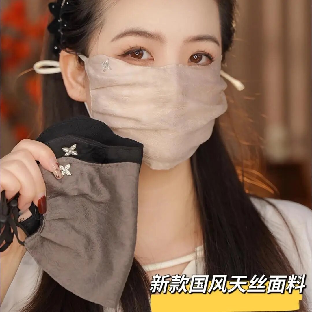 夏季防晒口罩女士高颜值遮阳骑行开车薄款透气可调节天丝面料JM2