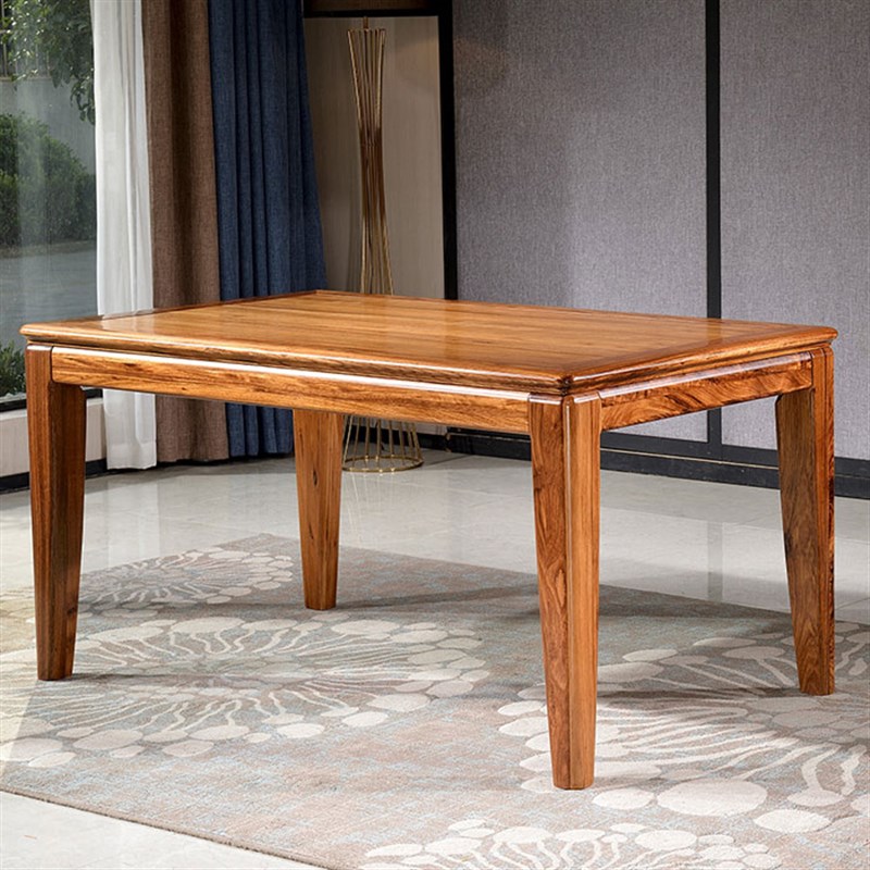 全实木乌金木餐桌长方形饭桌一桌四六椅餐桌椅现代中式家具