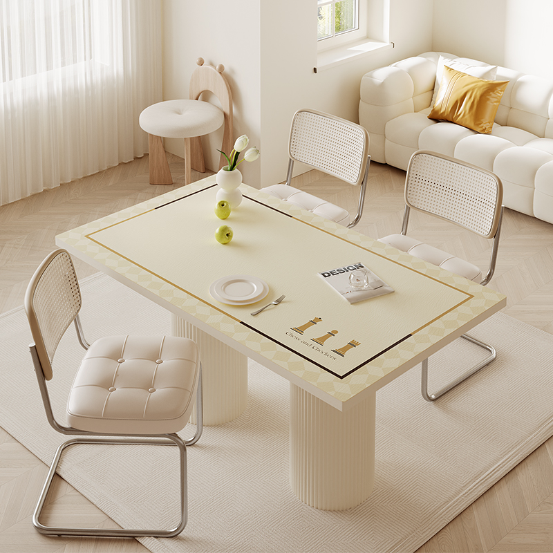 奶油风桌布防水防油免洗防烫PVC皮革餐桌垫家用长方形茶几桌面垫