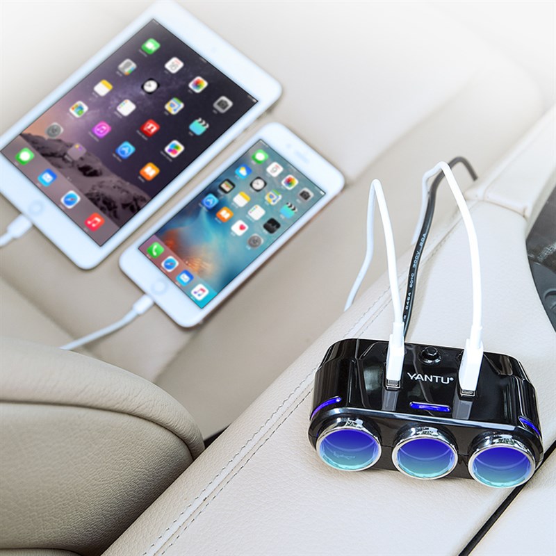 车载点烟器一拖三多功能转接多用插头汽车打火不重启充电器快充