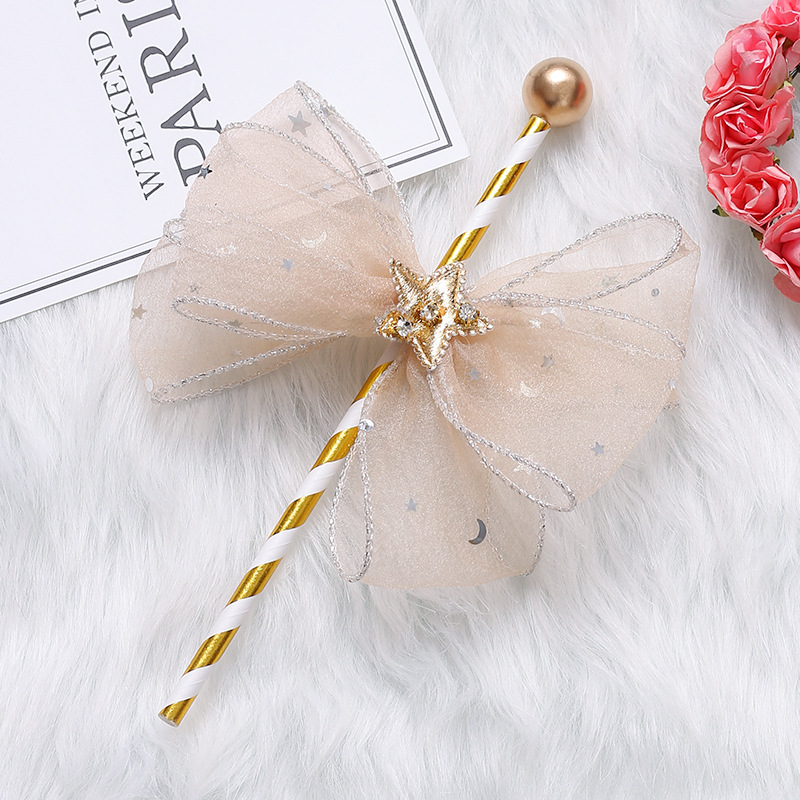 可爱粉色蝴蝶结网纱吸管装饰蛋糕插件烘焙百搭配件公主蛋糕插牌